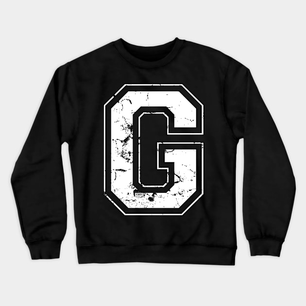 Initial Letter G White Jersey Sports Athletic Player Crewneck Sweatshirt by porcodiseno